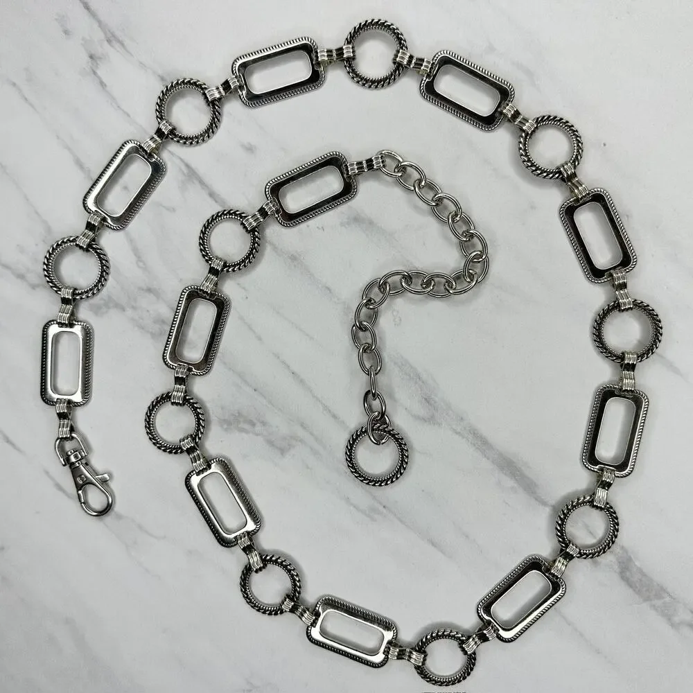 Textured Silver Chain Belt Rectangle Rope Large/XL (L/XL) ✨